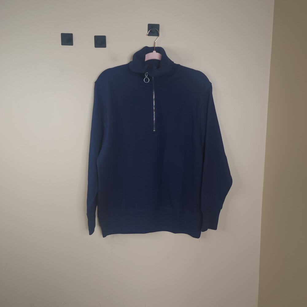 Thakoon Quarter Zip Pullover Sweatshirt in Navy Blue Size M